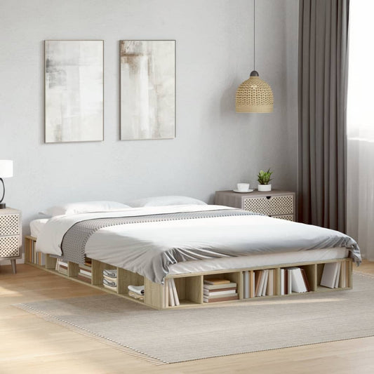 vidaXL Bed Frame without Mattress Sonoma Oak 140x200 cm