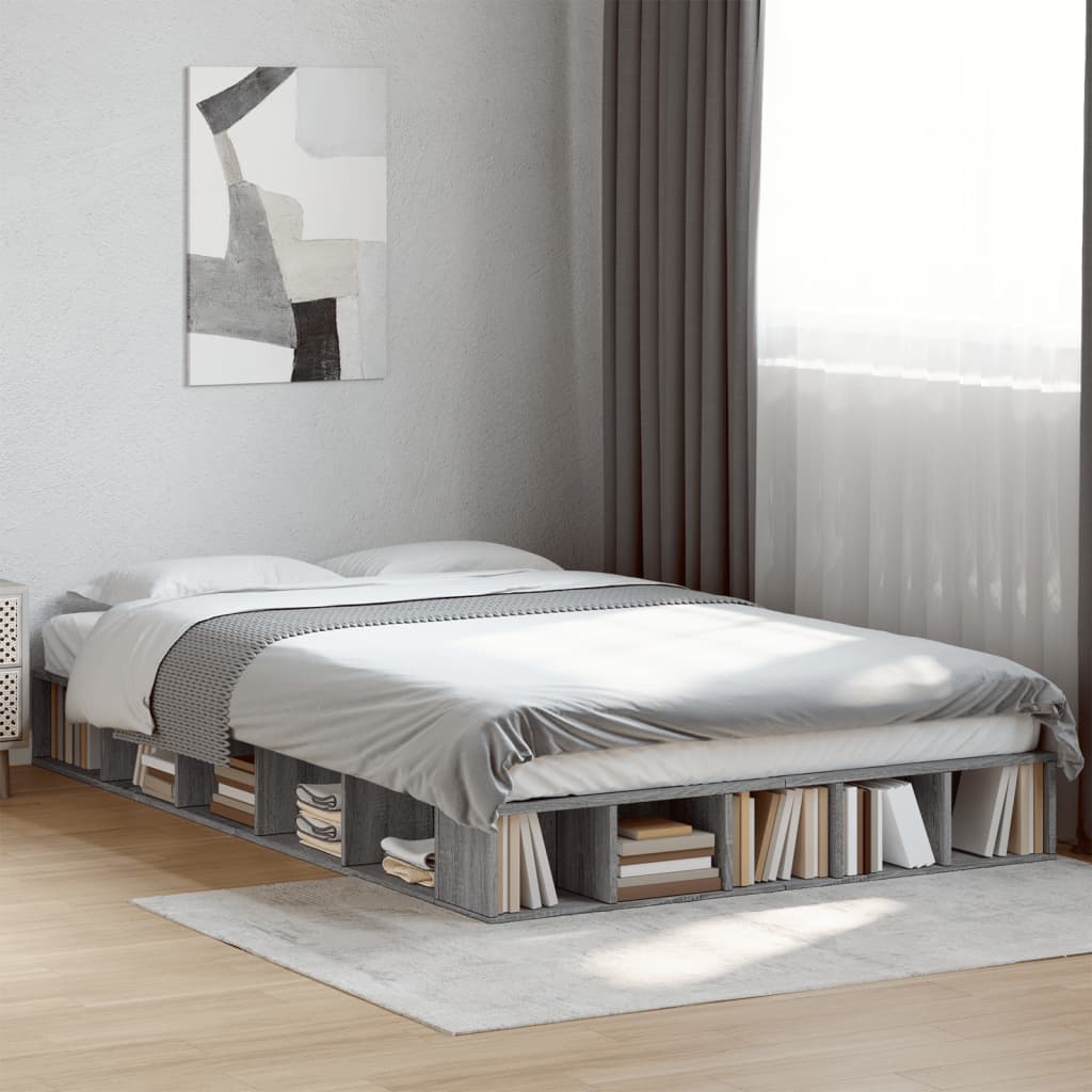 vidaXL Bed Frame without Mattress Grey Sonoma 140x190 cm