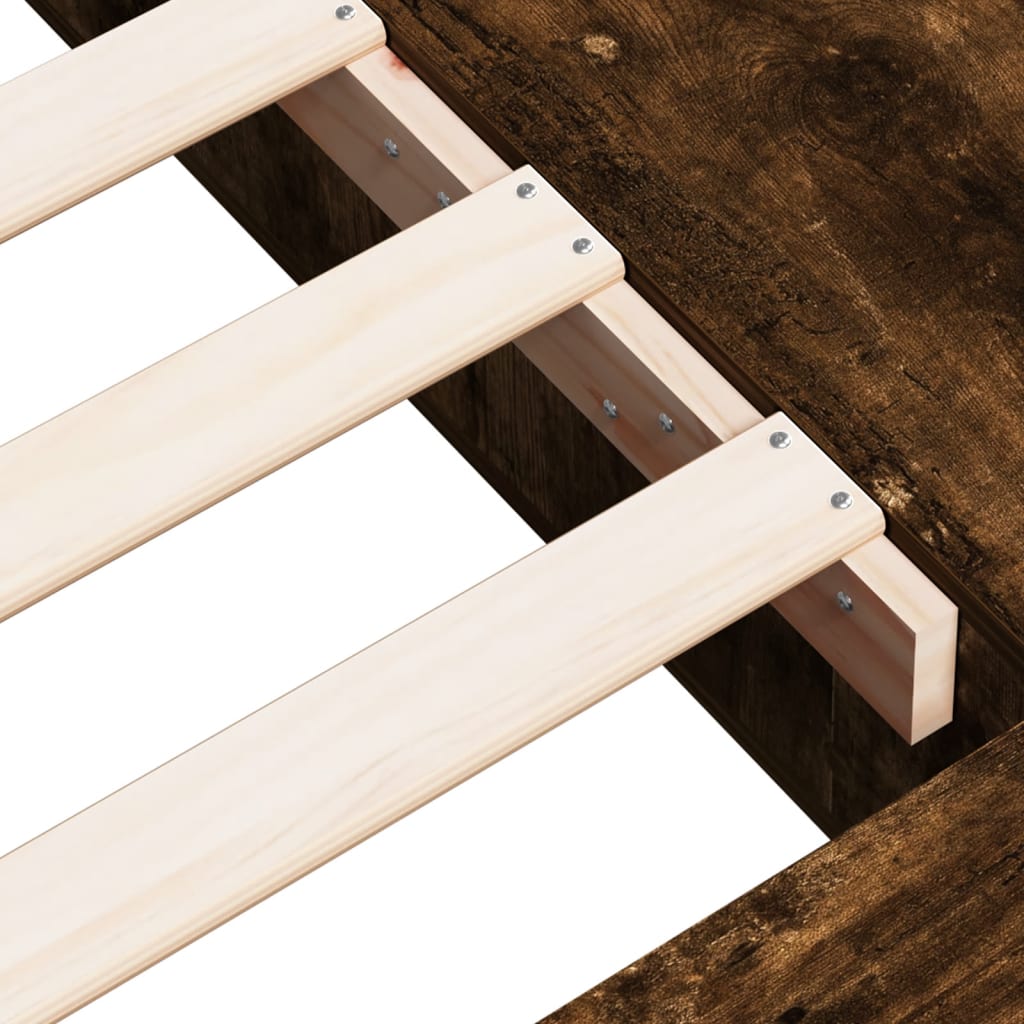vidaXL Bed Frame without Mattress Smoked Oak 100x200 cm