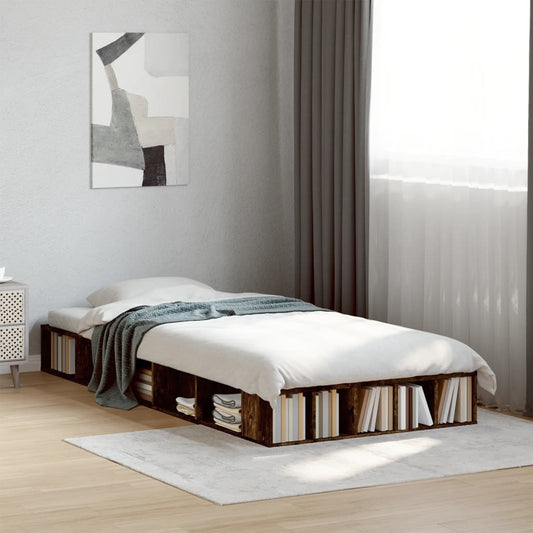 vidaXL Bed Frame without Mattress Smoked Oak 100x200 cm