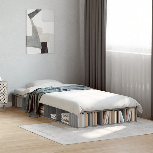 vidaXL Bed Frame without Mattress Grey Sonoma 100x200 cm
