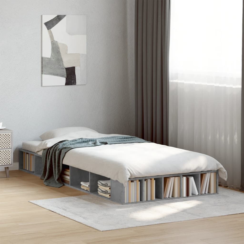 vidaXL Bed Frame without Mattress Concrete Grey 90x200 cm