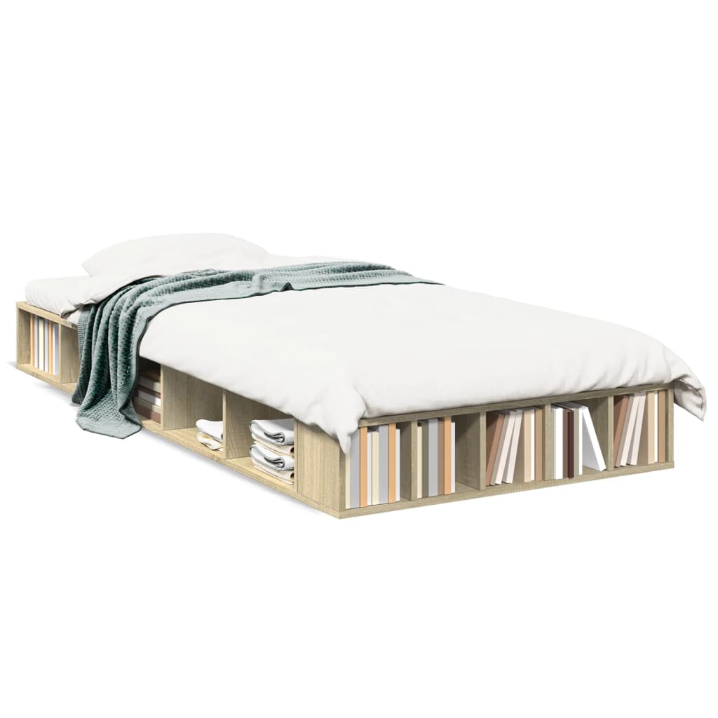 vidaXL Bed Frame without Mattress Sonoma Oak 90x190 cm Single
