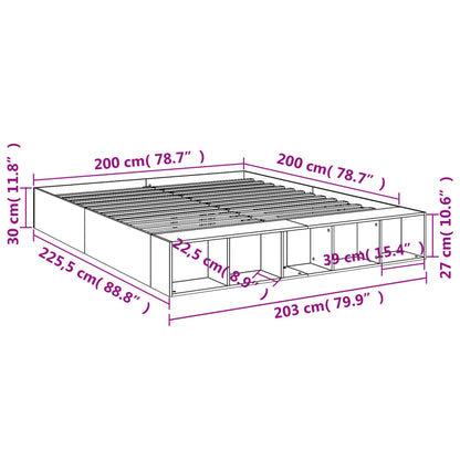 vidaXL Bed Frame without Mattress Grey Sonoma 200x200 cm