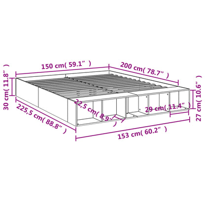vidaXL Bed Frame without Mattress White 150x200 cm King Size