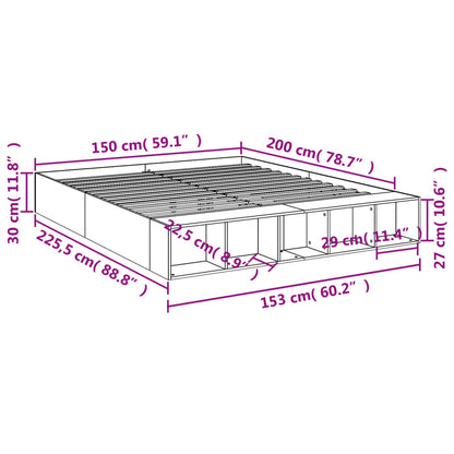 vidaXL Bed Frame without Mattress Concrete Grey 150x200 cm King Size