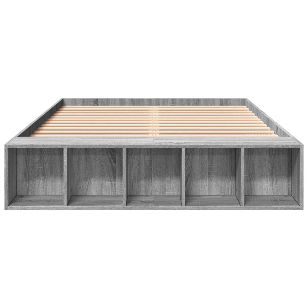 vidaXL Bed Frame without Mattress Grey Sonoma 135x190 cm Double
