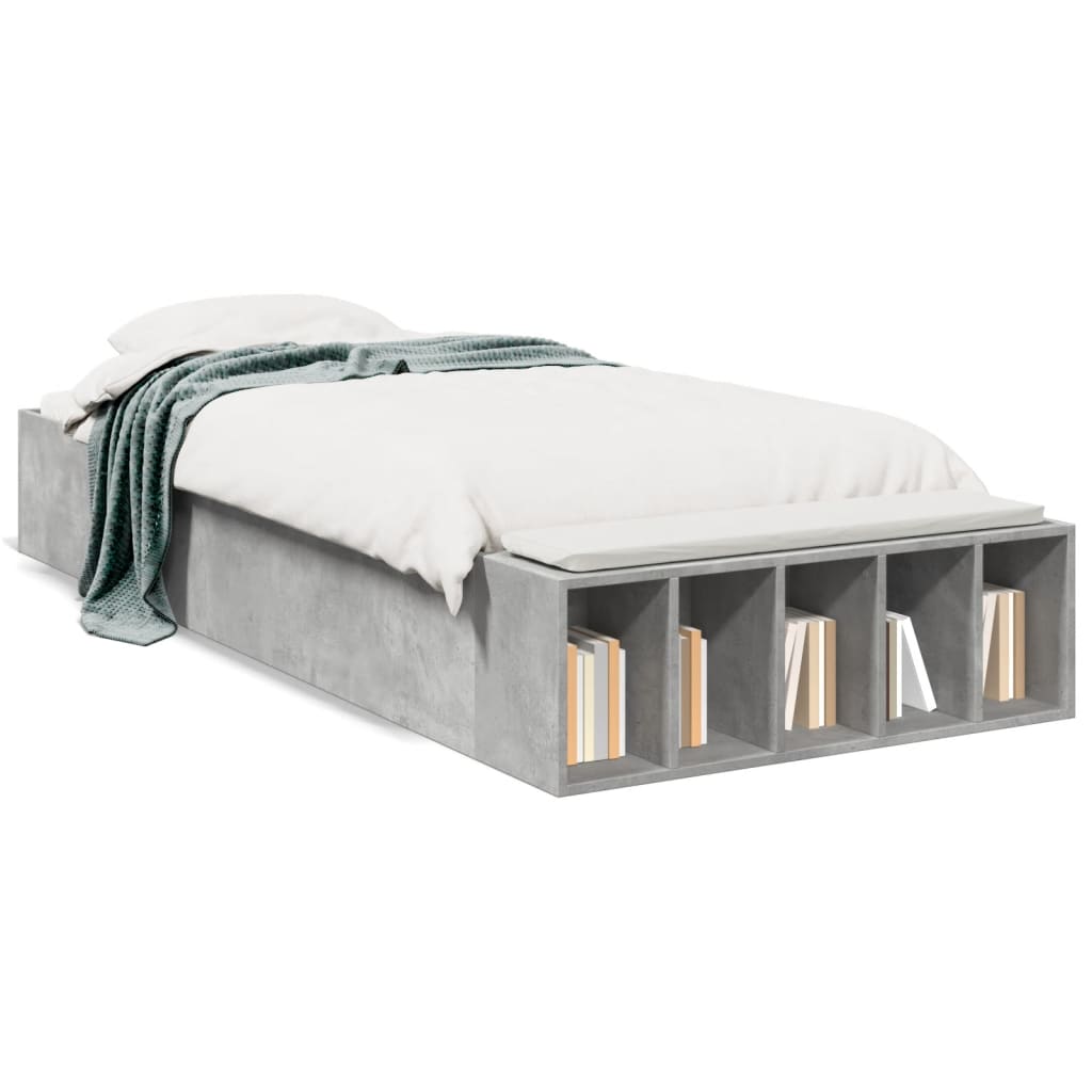 vidaXL Bed Frame without Mattress Concrete Grey 100x200 cm