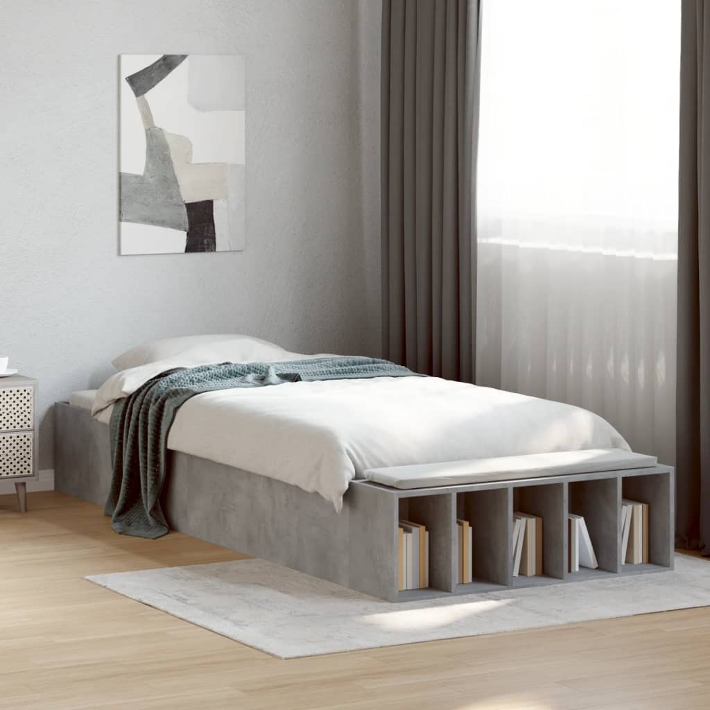 vidaXL Bed Frame without Mattress Concrete Grey 100x200 cm