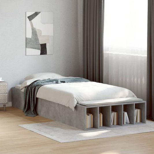 vidaXL Bed Frame without Mattress Concrete Grey 100x200 cm