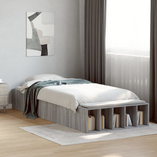 vidaXL Bed Frame without Mattress Grey Sonoma 90x200 cm