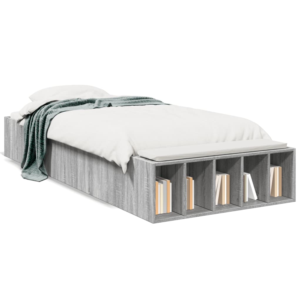 vidaXL Bed Frame without Mattress Grey Sonoma 90x190 cm Single