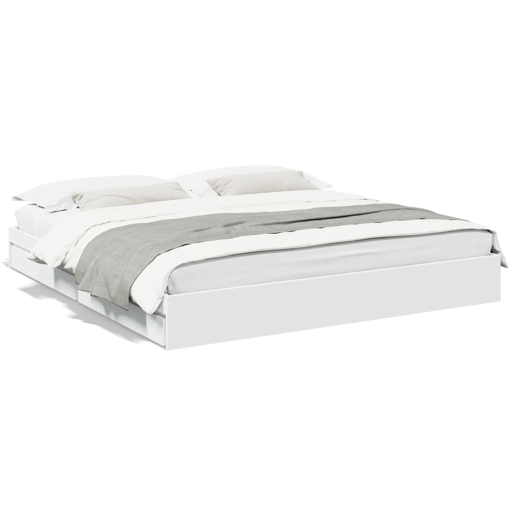 vidaXL Bed Frame with Drawers without Mattress White 200x200 cm