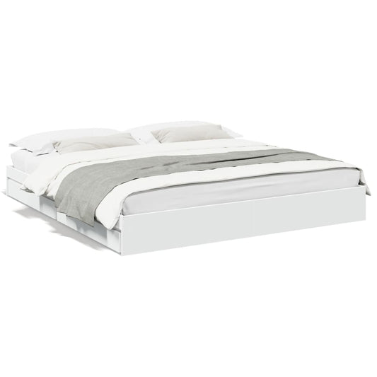 vidaXL Bed Frame with Drawers without Mattress White 200x200 cm