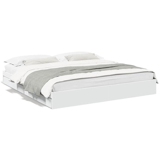 vidaXL Bed Frame with Drawers without Mattress White 200x200 cm