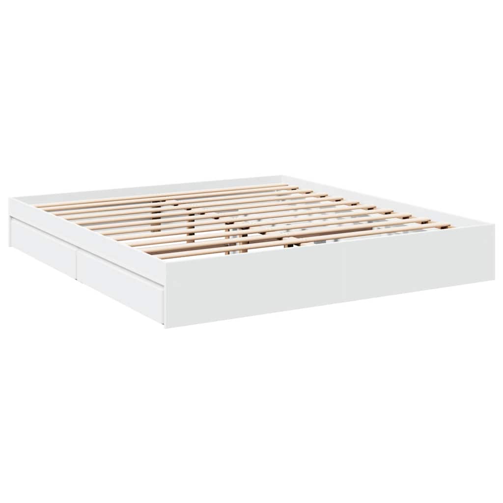 vidaXL Bed Frame with Drawers without Mattress White 200x200 cm