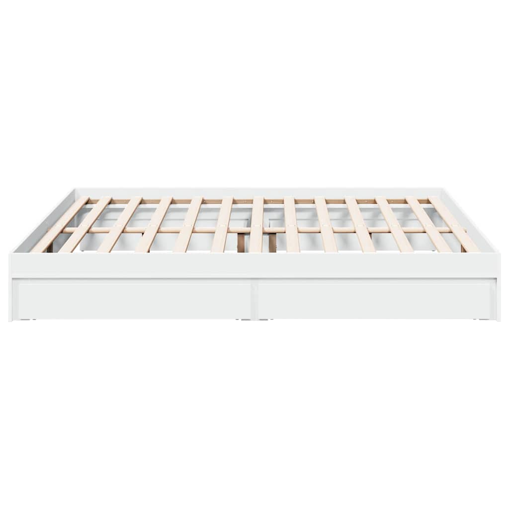 vidaXL Bed Frame with Drawers without Mattress White 200x200 cm