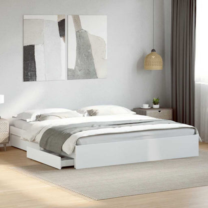 vidaXL Bed Frame with Drawers without Mattress White 200x200 cm