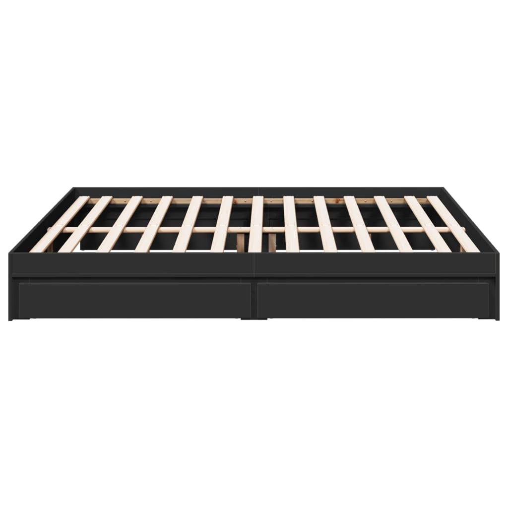 vidaXL Bed Frame with Drawers without Mattress Black 200x200 cm