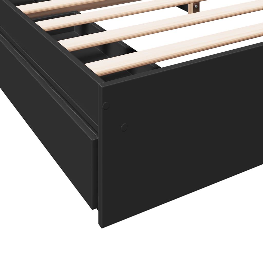 vidaXL Bed Frame with Drawers without Mattress Black 200x200 cm