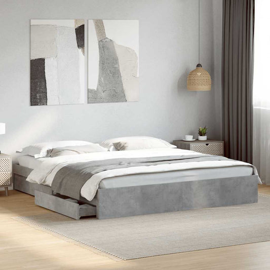 vidaXL Bed Frame with Drawers without Mattress Concrete Grey 200x200cm