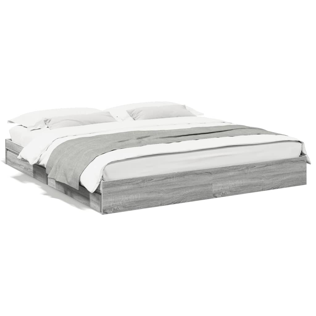 vidaXL Bed Frame with Drawers without Mattress Grey Sonoma 200x200 cm