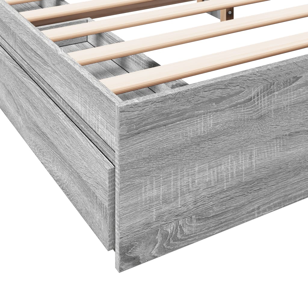 vidaXL Bed Frame with Drawers without Mattress Grey Sonoma 200x200 cm