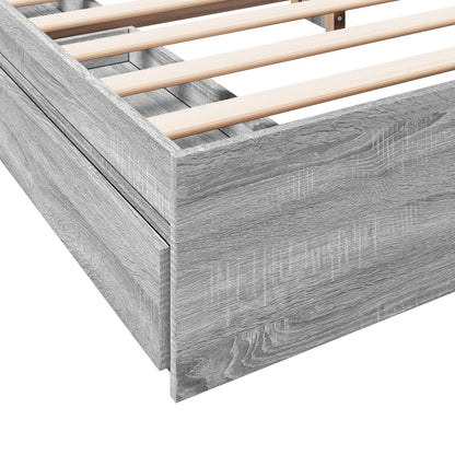 vidaXL Bed Frame with Drawers without Mattress Grey Sonoma 200x200 cm