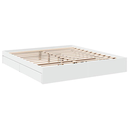 vidaXL Bed Frame with Drawers without Mattress White 180x200 cm Super King