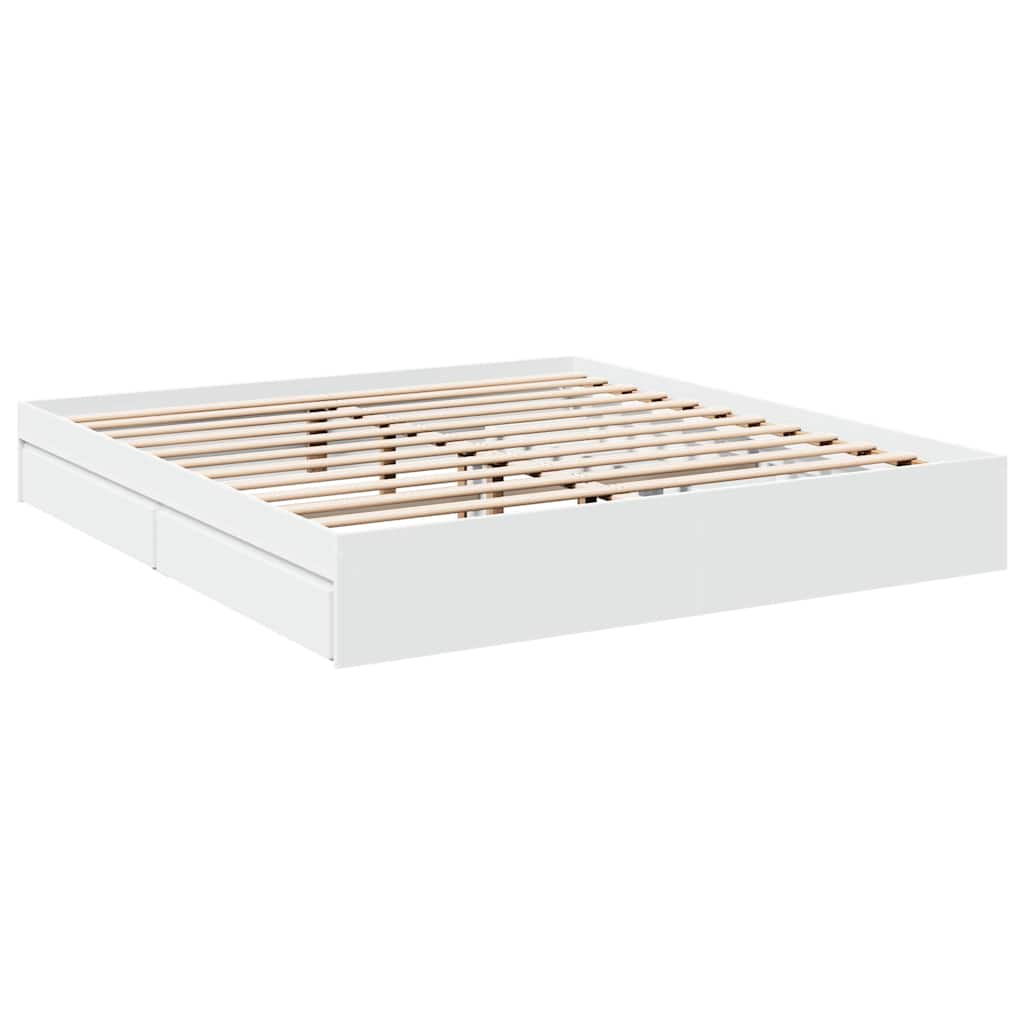 vidaXL Bed Frame with Drawers without Mattress White 180x200 cm