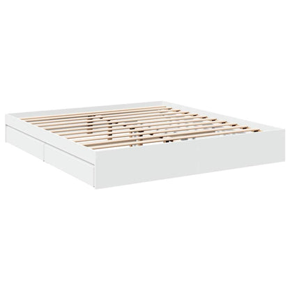 vidaXL Bed Frame with Drawers without Mattress White 180x200 cm