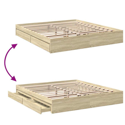 vidaXL Bed Frame with Drawers without Mattress Sonoma Oak 180x200 cm Super King