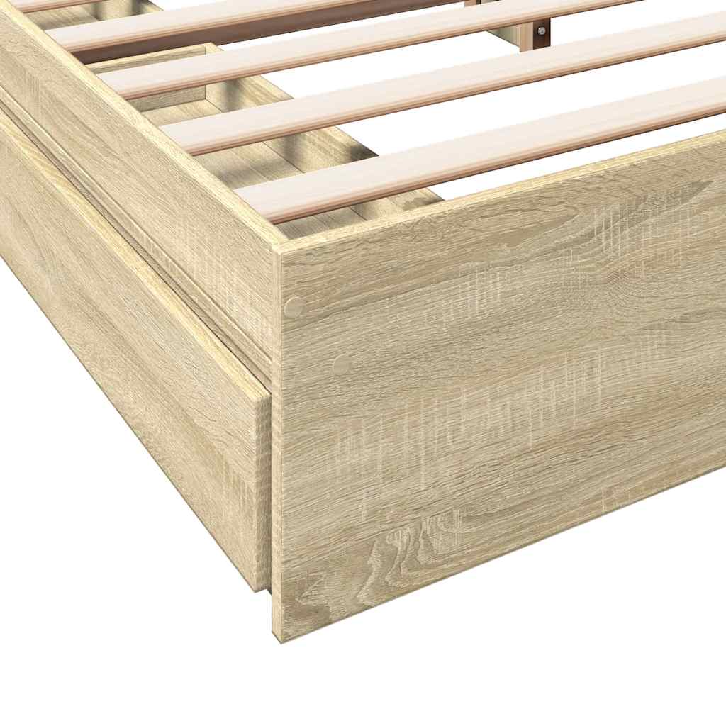 vidaXL Bed Frame with Drawers without Mattress Sonoma Oak 180x200 cm Super King