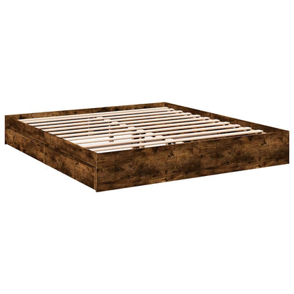 vidaXL Bed Frame with Drawers without Mattress Smoked Oak 180x200 cm