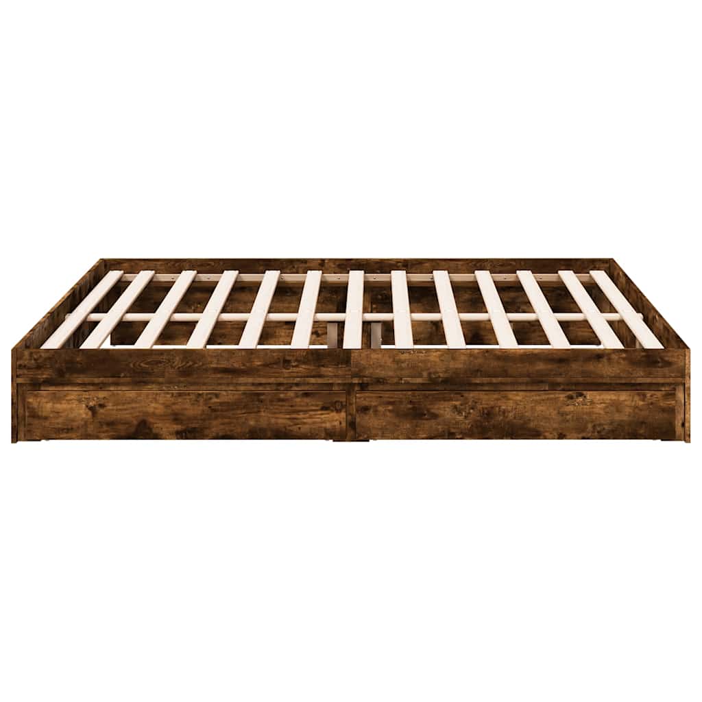 vidaXL Bed Frame with Drawers without Mattress Smoked Oak 180x200 cm
