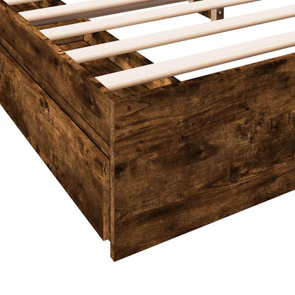 vidaXL Bed Frame with Drawers without Mattress Smoked Oak 180x200 cm