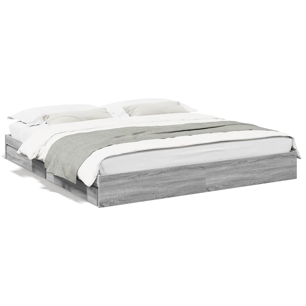 vidaXL Bed Frame with Drawers without Mattress Grey Sonoma 180x200 cm