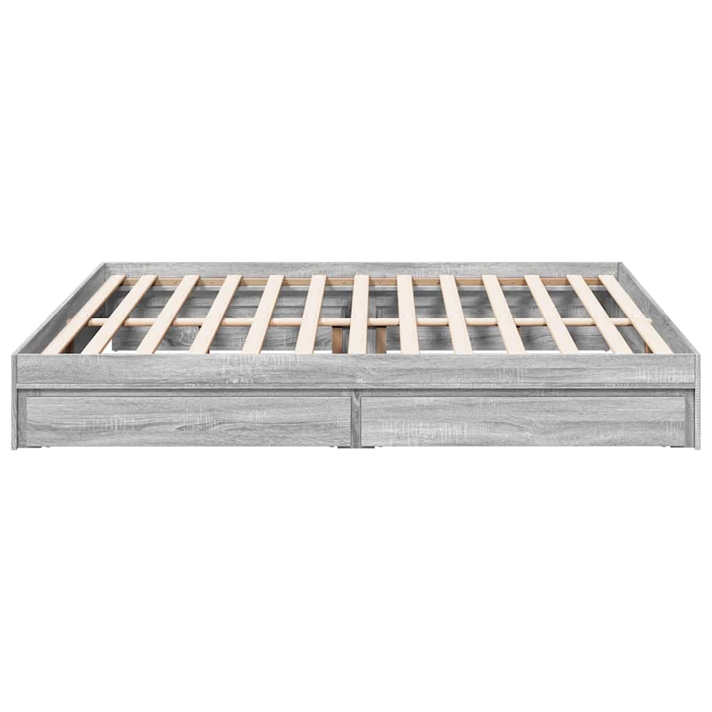 vidaXL Bed Frame with Drawers without Mattress Grey Sonoma 180x200 cm