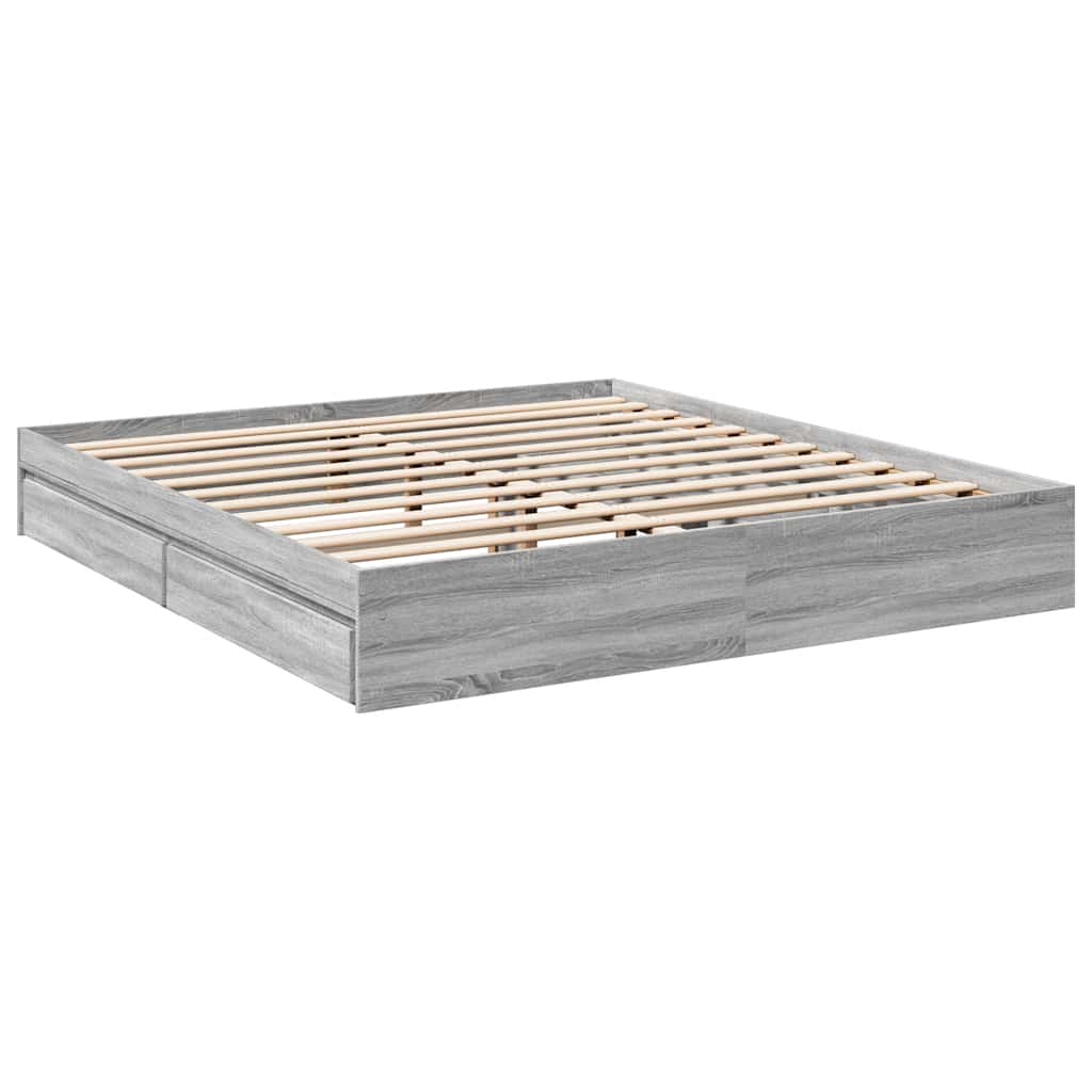 vidaXL Bed Frame with Drawers without Mattress Grey Sonoma 180x200 cm