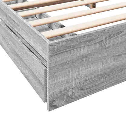 vidaXL Bed Frame with Drawers without Mattress Grey Sonoma 180x200 cm Super King