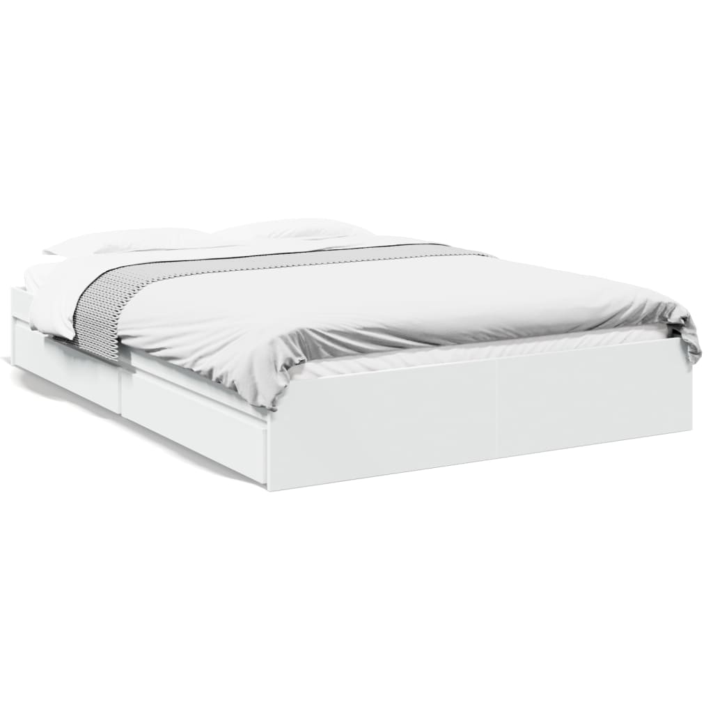vidaXL Bed Frame with Drawers without Mattress White 160x200 cm