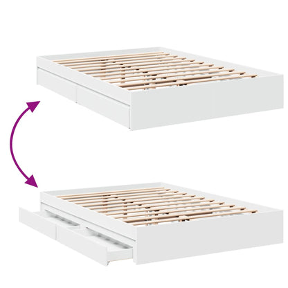 vidaXL Bed Frame with Drawers without Mattress White 160x200 cm