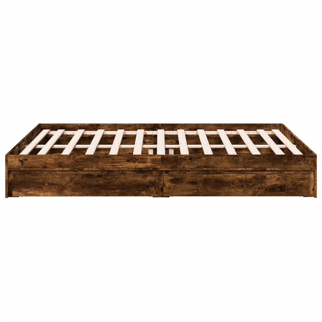 vidaXL Bed Frame with Drawers without Mattress Smoked Oak 160x200 cm