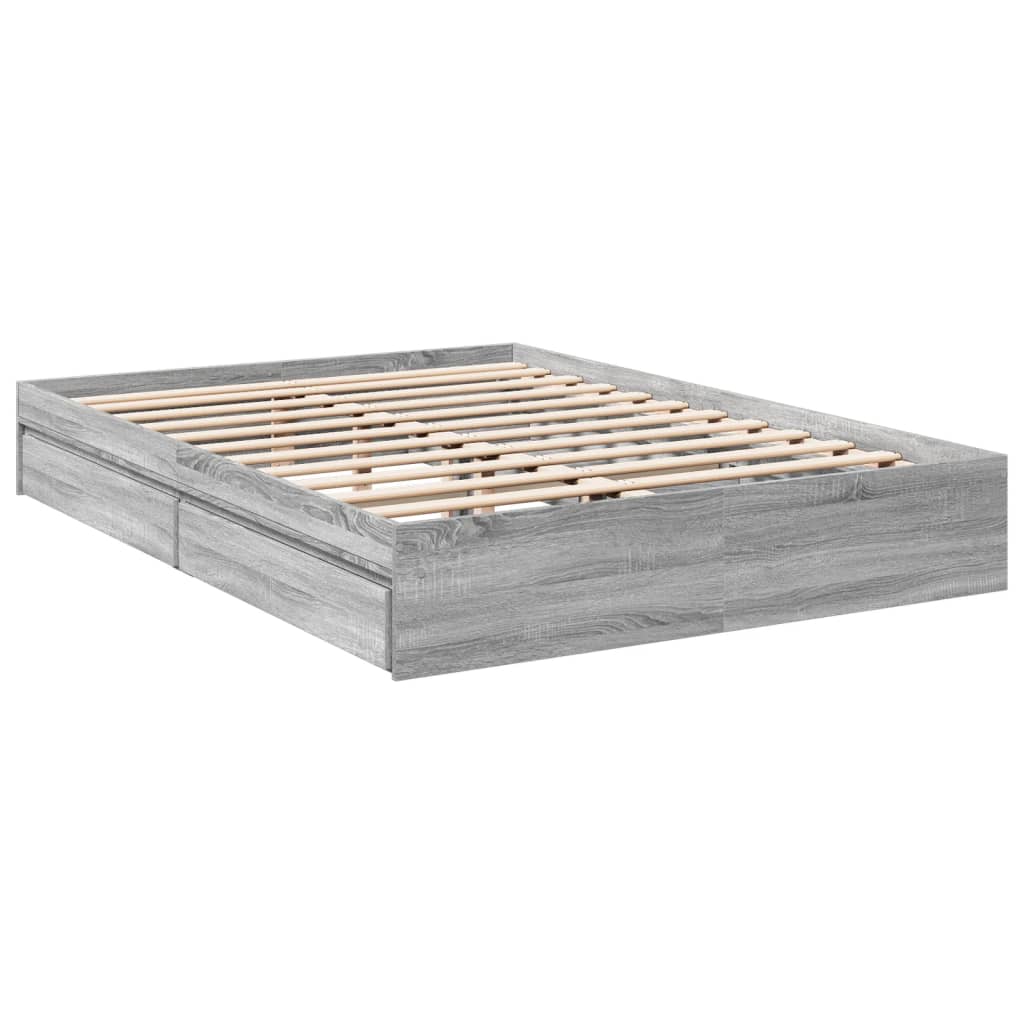 vidaXL Bed Frame with Drawers without Mattress Grey Sonoma 160x200 cm