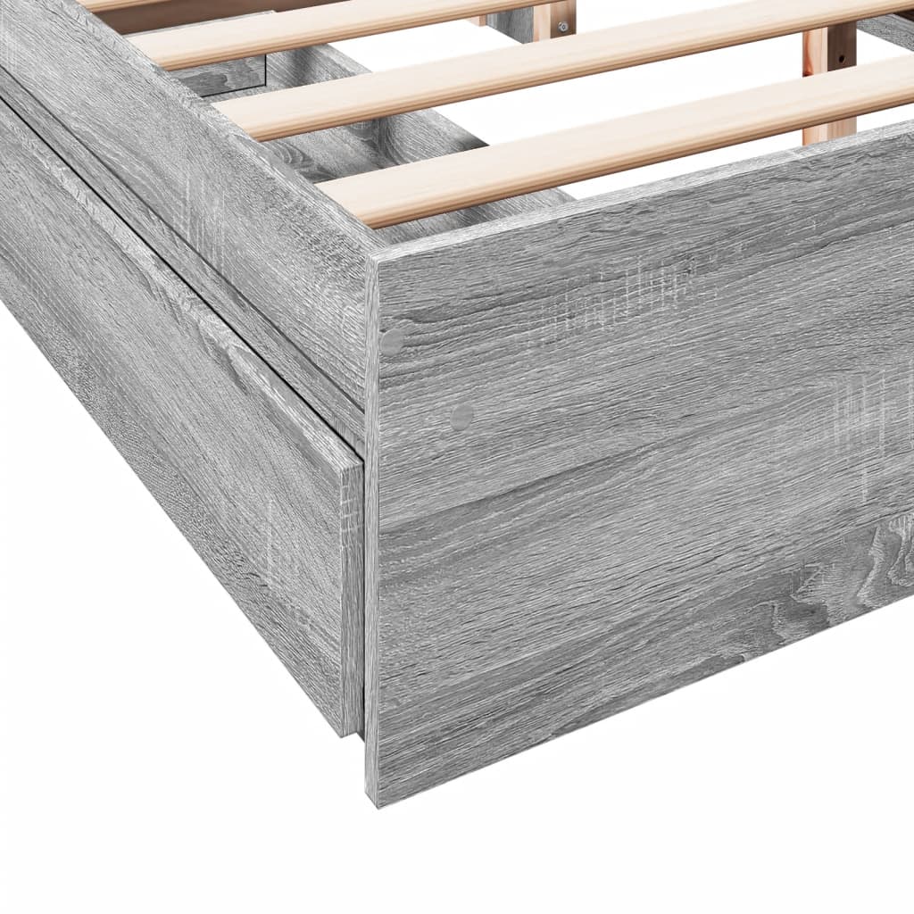vidaXL Bed Frame with Drawers without Mattress Grey Sonoma 160x200 cm