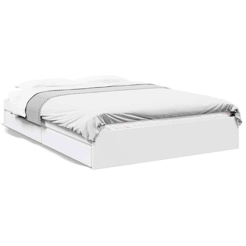 vidaXL Bed Frame with Drawers without Mattress White 150x200 cm