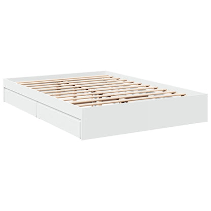 vidaXL Bed Frame with Drawers without Mattress White 150x200 cm King Size