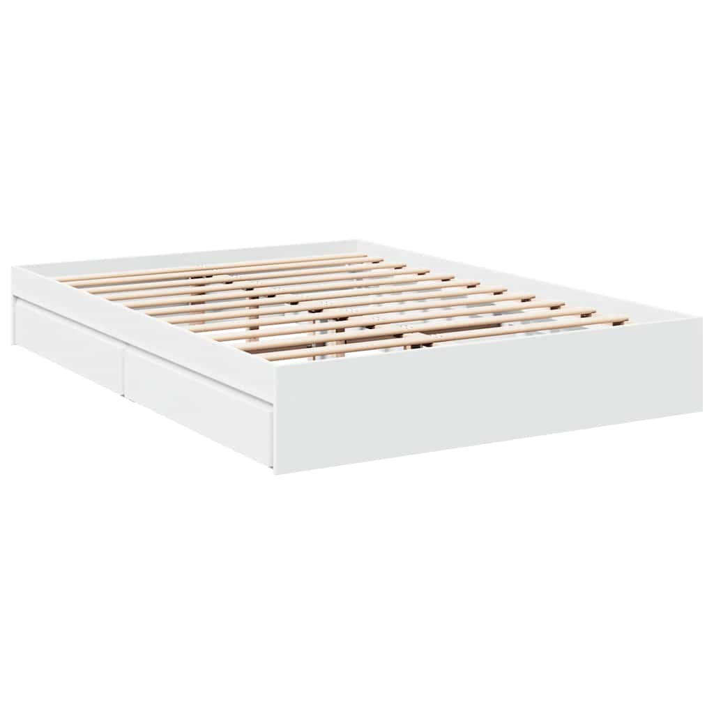vidaXL Bed Frame with Drawers without Mattress White 150x200 cm