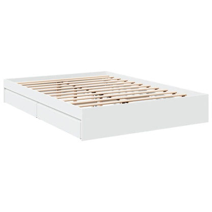 vidaXL Bed Frame with Drawers without Mattress White 150x200 cm King Size