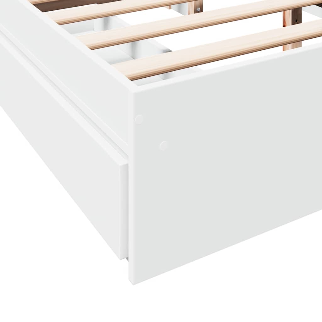 vidaXL Bed Frame with Drawers without Mattress White 150x200 cm